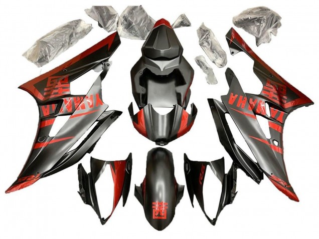 Yamaha YZF R6 Motorrad Verkleidung 2006-2007 - Rot Matt Schwarz