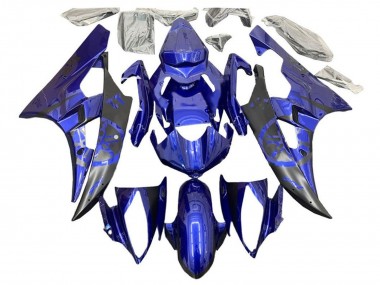 Yamaha YZF R6 Motorrad Verkleidung 2006-2007 - Blau Matt Schwarz