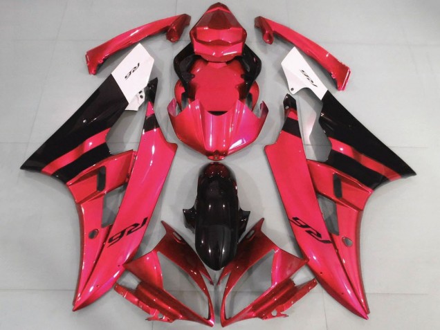 Yamaha YZF R6 Motorrad Verkleidung 2006-2007 - Weiss Rot Glanzendes Schwarz