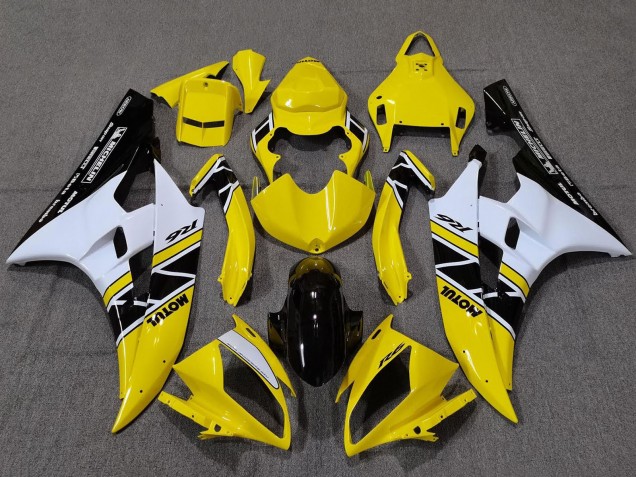 Yamaha YZF R6 Motorrad Verkleidung 2006-2007 - Gelb Weiss Glanzendes Schwarz Motul Michelin