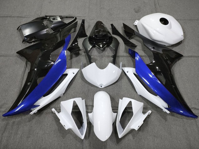 Yamaha YZF R6 Motorrad Verkleidung 2008-2016 - Weiss Blau Glanzendes Schwarz