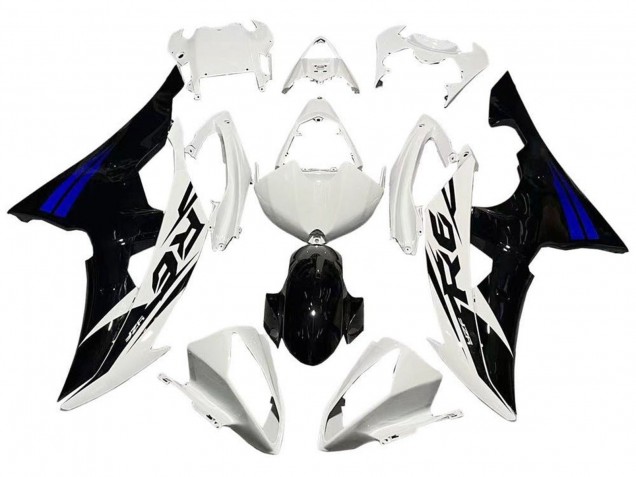 Yamaha YZF R6 Motorrad Verkleidung 2008-2016 - Weiss Blau Glanzendes Schwarz
