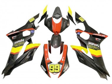 Yamaha YZF R6 Motorrad Verkleidung 2017-2023 - Gelb Orange Schwarz Kunst Carbonfaser