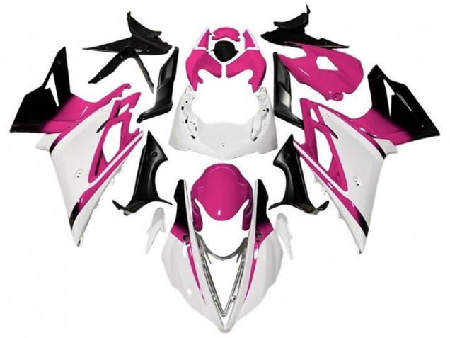 Triumph Daytona 675 Triple Motorrad Verkleidung 2013-2016 - Weiss Rosa Glanzendes Schwarz