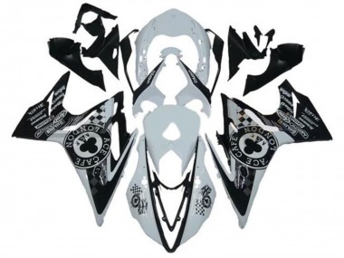 Triumph Daytona 675 Triple Motorrad Verkleidung 2013-2016 - Weiss Glanzendes Schwarz Cafe London