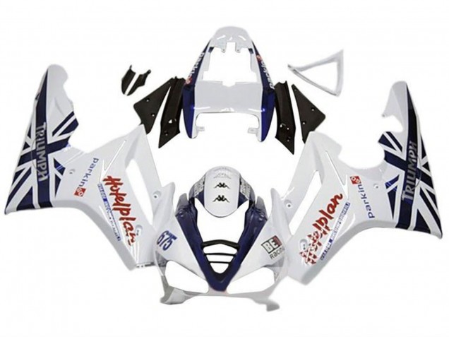 Triumph Daytona 675 Triple Motorrad Verkleidung 2009-2012 - Weiss Dunkel Blau