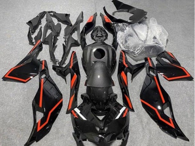 Kawasaki ZX4R ZX-4RR Motorrad Verkleidung 2019-2025 - Kunst Carbonfaser Schwarz Rot