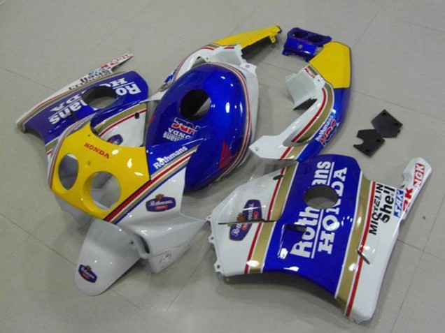 Honda CBR250RR MC22 Motorrad Verkleidung 1990-1998 - Weiss Blau Gelb Rothmans