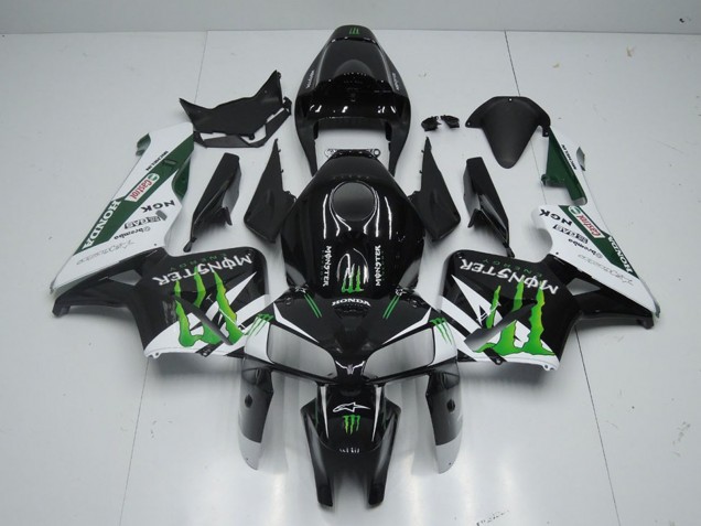 Honda CBR600RR Motorrad Verkleidung 2005-2006 - Glanzendes Schwarz Weiss Grun Monster