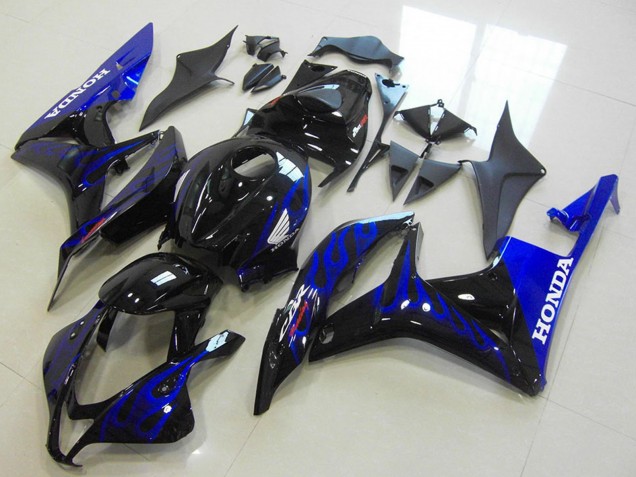 Honda CBR600RR Motorrad Verkleidung 2007-2008 - Glanzendes Schwarz Blau Flamme