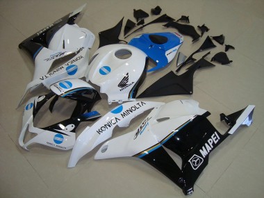 Honda CBR600RR Motorrad Verkleidung 2009-2012 - Weiss Blau Glanzendes Schwarz Konica Minolta