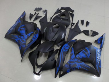 Honda CBR600RR Motorrad Verkleidung 2009-2012 - Matt Schwarz Blau Schadel