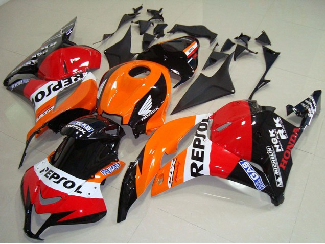 Honda CBR600RR Motorrad Verkleidung 2009-2012 - Orange Weiss Rot Glanzendes Schwarz Repsol