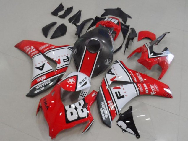Honda CBR1000RR Motorrad Verkleidung 2008-2011 - Weiss Rot Matt Schwarz Dunlop Fiamm 88