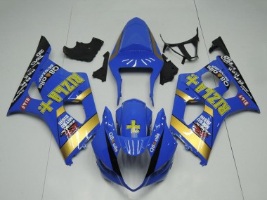 Suzuki GSXR 1000 Motorrad Verkleidung 2003-2004 - Blau Gold Schwarz Rizla
