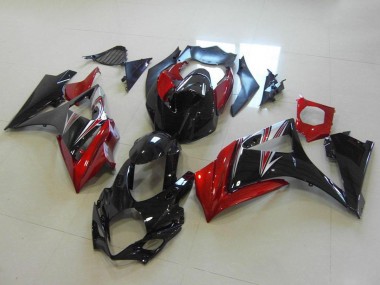Suzuki GSXR 1000 Motorrad Verkleidung 2007-2008 - Rot Glanzendes Schwarz Kein Aufkleber