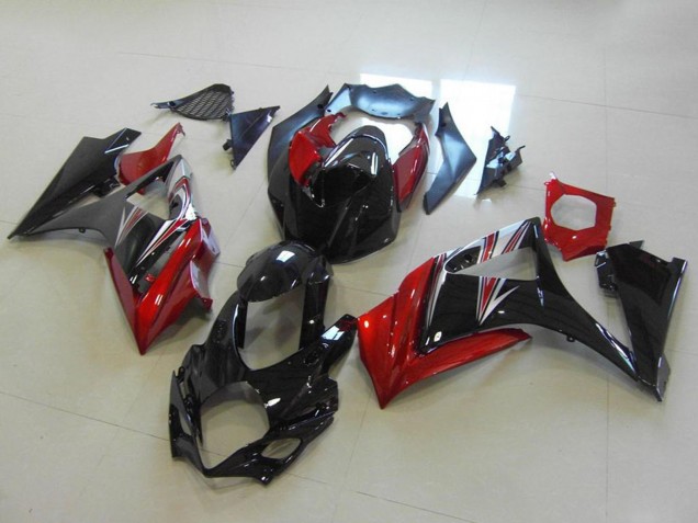 Suzuki GSXR 1000 Motorrad Verkleidung 2007-2008 - Rot Glanzendes Schwarz Kein Aufkleber