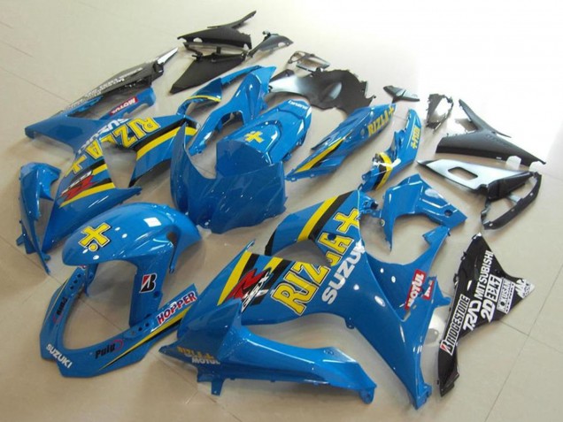 Suzuki GSXR 1000 Motorrad Verkleidung 2009-2016 - Blau Gelb Rizla Hopper Motul
