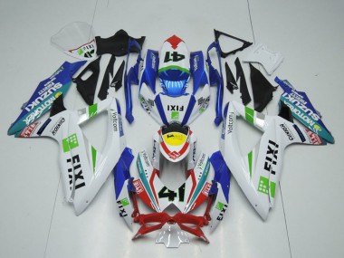 Suzuki GSXR 1000 Motorrad Verkleidung 2009-2016 - Weiss Blau Rot Gelb Grun Fixi 41