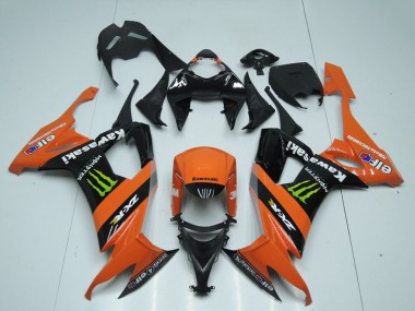 Kawasaki ZX10R Motorrad Verkleidung 2008-2010 - Orange Schwarz Grun Monster