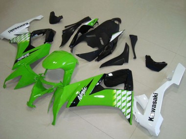 Kawasaki ZX10R Motorrad Verkleidung 2008-2010 - Weiss Grun Glanzendes Schwarz