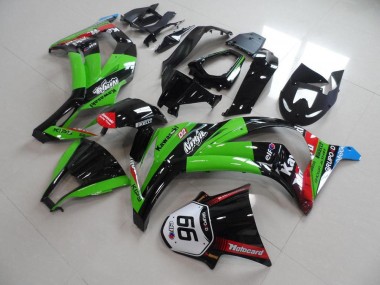 Kawasaki ZX10R Motorrad Verkleidung 2011-2015 - Grun Rot Glanzendes Schwarz KIPS Motocard Elf 66