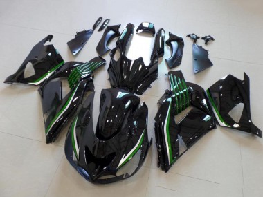 Kawasaki ZX14R ZZR1400 Motorrad Verkleidung 2006-2011 - Glanzendes Schwarz Grun Linie