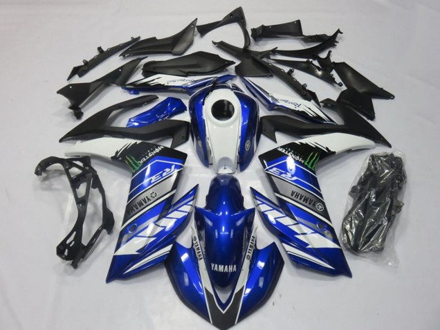 Yamaha YZF R3 Motorrad Verkleidung 2015-2018 - Blau Weiss Schwarz Grun Monster