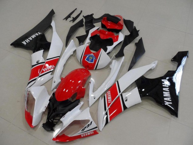 Yamaha YZF R6 Motorrad Verkleidung 2008-2016 - Weiss Rot Glanzendes Schwarz