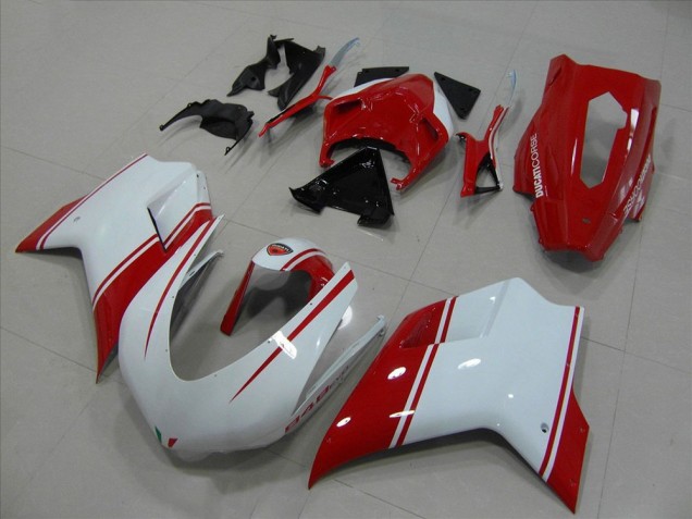 Ducati 848 Motorrad Verkleidung 2007-2014 - Weiss Rot Rennen Version
