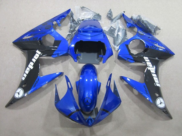 Yamaha YZF R6 Motorrad Verkleidung 2003-2004 - Blau Glanzendes Schwarz Jordan
