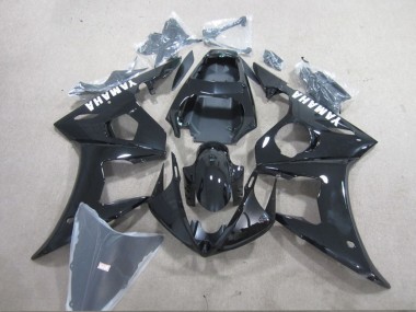 Yamaha YZF R6 Motorrad Verkleidung 2003-2004 - Glanzendes Schwarz Weiss Aufkleber