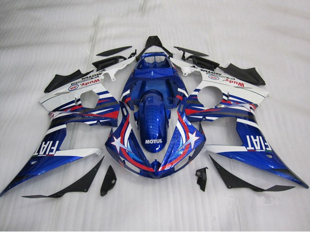 Yamaha YZF R6 Motorrad Verkleidung 2003-2004 - Weiss Blau Rot Motul Fiat
