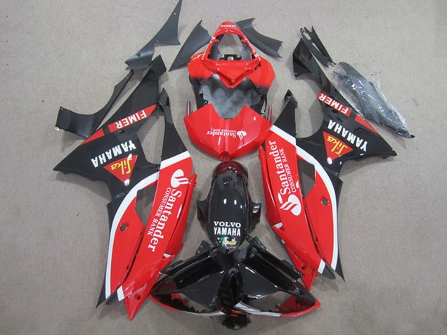 Yamaha YZF R6 Motorrad Verkleidung 2008-2016 - Rot Weiss Glanzendes Schwarz Volvo Santunder Fimer