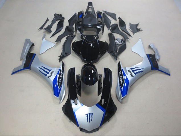 Yamaha YZF R1 Motorrad Verkleidung 2015-2019 - Silber Blau Glanzendes Schwarz Monster