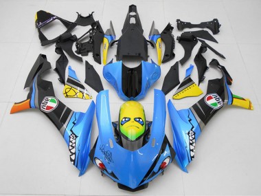 Yamaha YZF R1 Motorrad Verkleidung Kit 2015-2019 - Blau Gelb Hai