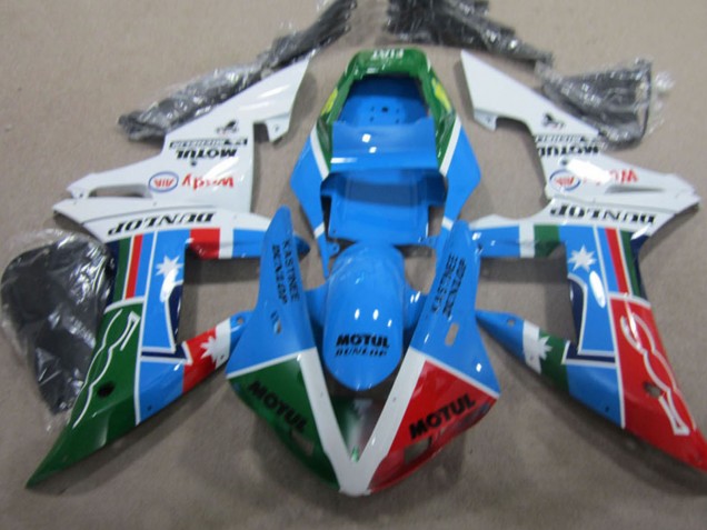 Yamaha YZF R1 Motorrad Verkleidung 2002-2003 - Weiss Blau Grun Rot Schwarz Motul