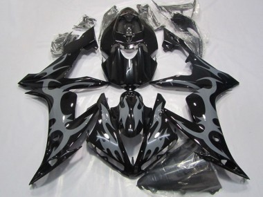 Yamaha YZF R1 Motorrad Verkleidung 2004-2006 - Glanzendes Schwarz Grau Flamme