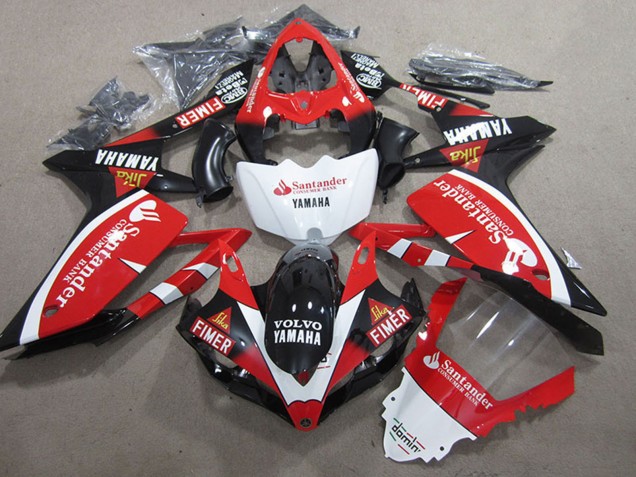 Yamaha YZF R1 Motorrad Verkleidung 2007-2008 - Rot Weiss Schwarz Volvo Santunder Fimer