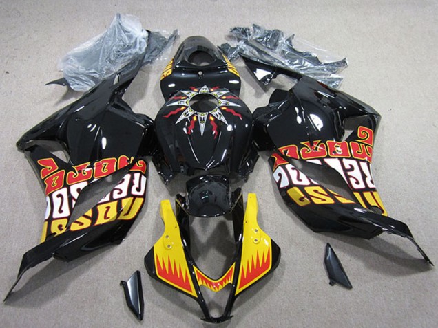 Honda CBR600RR Motorrad Verkleidung 2009-2012 - Gelb Glanzendes Schwarz Rot Rossi