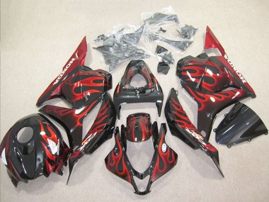 Honda CBR600RR Motorrad Verkleidung 2009-2012 - Glanzendes Schwarz Rot Flamme