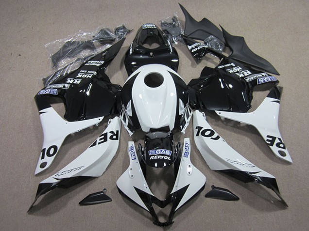 Honda CBR600RR Motorrad Verkleidung Kit 2009-2012 - Weiss Glanzendes Schwarz Repsol