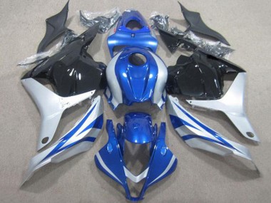 Honda CBR600RR Motorrad Verkleidung 2009-2012 - Silber Blau Glanzendes Schwarz Streifen