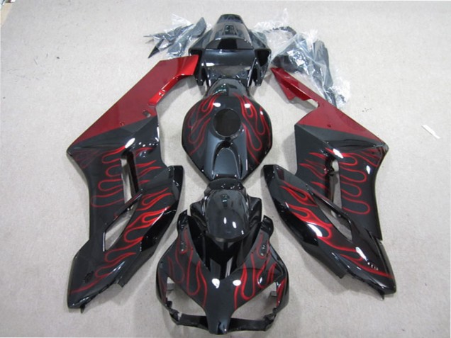 Honda CBR1000RR Motorrad Verkleidung 2004-2005 - Glanzendes Schwarz Rot Flamme