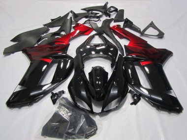Kawasaki ZX6R Motorrad Verkleidung 2007-2008 - Schwarz Rot