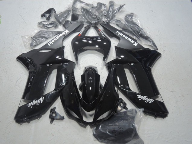 Kawasaki ZX6R Motorrad Verkleidung 2007-2008 - Glanzendes Schwarz Matt Schwarz Weiss Rot Aufkleber