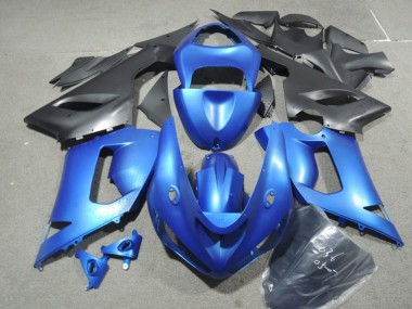 Kawasaki ZX6R Motorrad Verkleidung Kit 2005-2006 - Blau Matt Schwarz