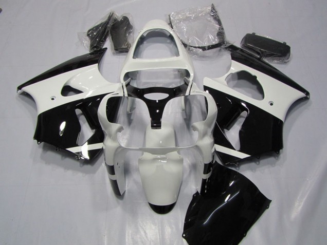 Kawasaki ZX6R Motorrad Verkleidung 2000-2002 - Weiss Glanzendes Schwarz