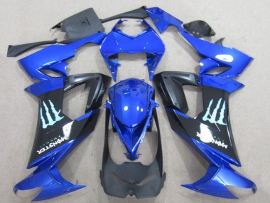 Kawasaki ZX10R Motorrad Verkleidung 2008-2010 - Blau Schwarz Monster