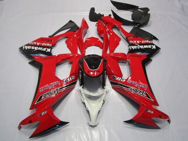 Kawasaki ZX10R Motorrad Verkleidung 2008-2010 - Rot Glanzendes Schwarz Elf Vent-Axia